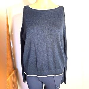 Smartwool Ladies Black With White Trim Long Sleeve Top Sweater Size M